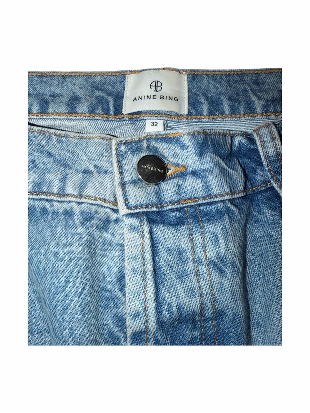Anine Bing Size 32 Gavin Jean Wide Leg Raw Hem Distressed Light Wash Cuffed Crop - Picture 10 of 11
